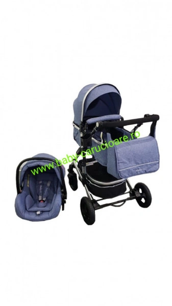 Cărucior-nou-născut-3-in-1-Baby-C-geantă-multifuncționala-plasă-pentru-insecte-cod-531-Albastru-Jeans-1 - Img 3