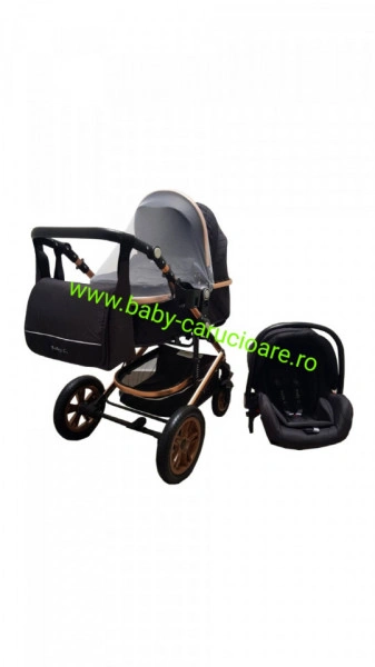 Carucior-nou-născut-3-in-1-Baby-C- geantă-multifuncționala-plasă-pentru-insecte-S-530-Negru-Design-1 - Img 3