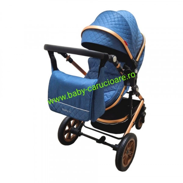 Cărucior-nou-născut-3-in-1-Baby-C-geantă-multifuncționala-plasă-pentru-insecte-cod-S-530-Albastru-Design-1 - Img 6