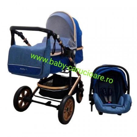 Cărucior nou născut 3 în 1+geantă multifuncționala+plasă pentru insecte cod S 530 Bluemarin Design - Img 3