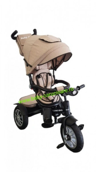 Tricicleta multifuncționala Turbo Bike cu poziție pentru somn Baby Care Capuccino - Img 6