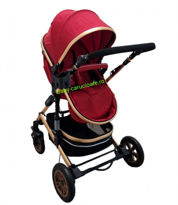 Cărucior-nou-născut-2-in-1-Baby-C--geantă-multifuncționala-plasă-pentru-insecte-cod-531-A-Roșu-1 - Img 3