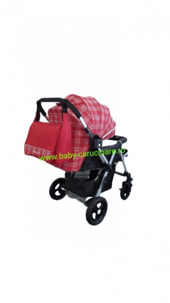 Cărucior nou născut 2 in 1+geanta multifuncționala+plasă pentru insecte Baby Care 511 Roșu Design - Img 2