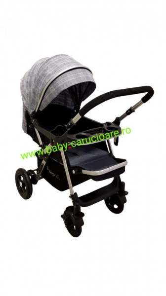Cărucior nou născut 2 in 1 +plasă pentru insecte Baby Care 511 Grey Design - Img 3