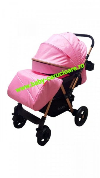 Cărucior nou născut 2 in 1 +plasă pentru insecte Baby Care 511 Roz - Img 5