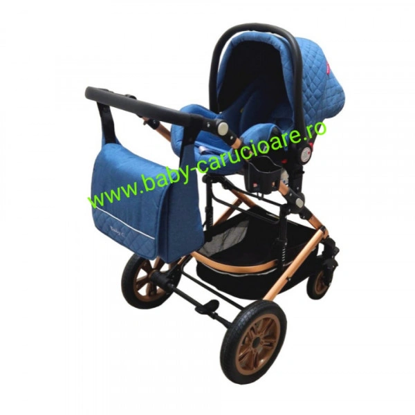 Cărucior-nou-născut-3-in-1-Baby-C-geantă-multifuncționala-plasă-pentru-insecte-cod-S-530-Albastru-Design-1 - Img 7