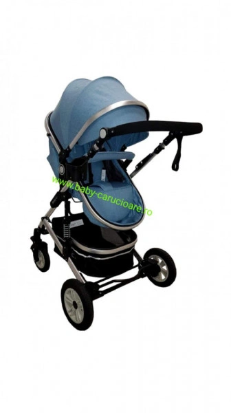 Cărucior nou născut 3 in 1 +geantă multifuncționala+ plasă pentru insecte Baby Care 531 Albastru - Img 8