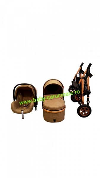 Cărucior nou născut 3 in 1 +geantă multifuncționala +plasă pentru insecte Baby Care 531 Dark Capuccino - Img 7