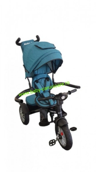 Tricicleta multifuncționala Turbo Bike cu poziție pentru somn Baby Care Turquoise - Img 3