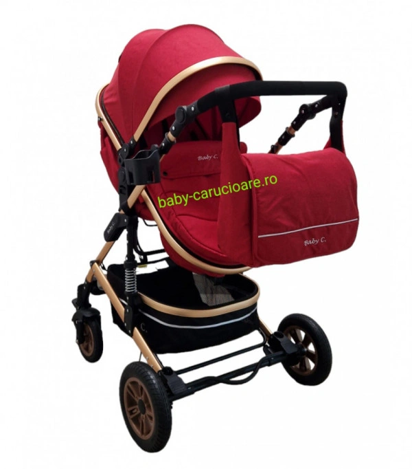 Cărucior-nou-născut-2-in-1-Baby-C--geantă-multifuncționala-plasă-pentru-insecte-cod-531-A-Roșu-1 - Img 4