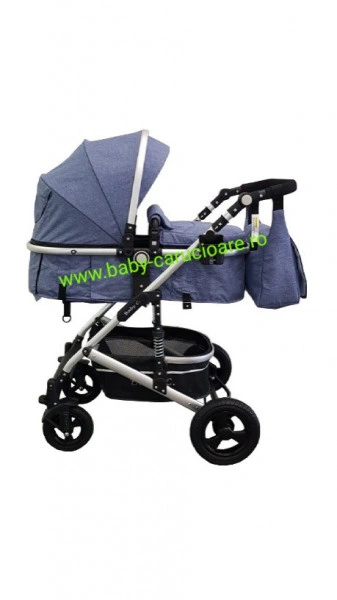 Cărucior-nou-născut-3-in-1-Baby-C-geantă-multifuncționala-plasă-pentru-insecte-cod-531-Albastru-Jeans-1 - Img 5