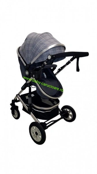 Cărucior nou născut 3 in 1 +geantă multifuncționala+ plasă pentru insecte Baby Care 531 Grey Design - Img 5