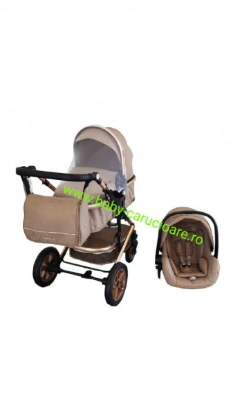 Cărucior nou născut 3 in 1 +geantă multifuncționala +plasă pentru insecte Baby Care S 530 Dark Capuccino - Img 2