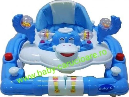 Premergator balansoar 2 in 1 cu roți din silicon Baby Care Ratusca Albastru - Img 3