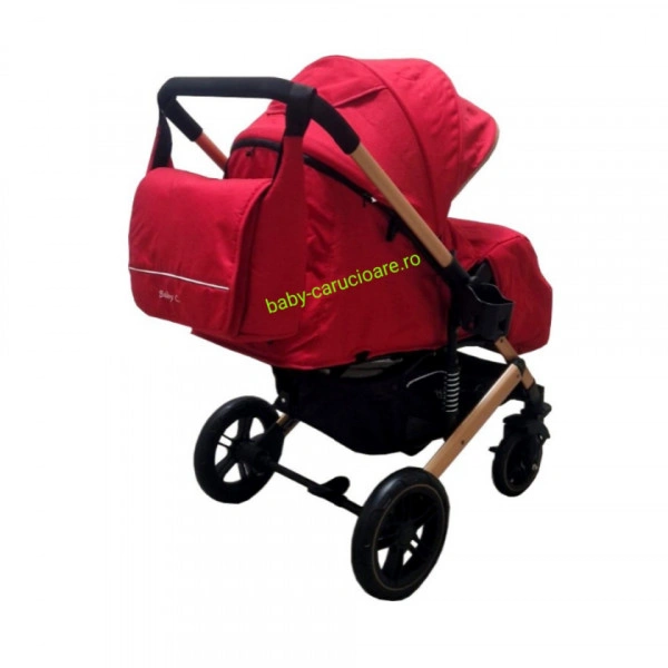 Cărucior-nou-născut-2-in-1-Baby-C-geantă-multifuncționala-plasă-pentru-insecte-cod-512-Roșu-2 - Img 3