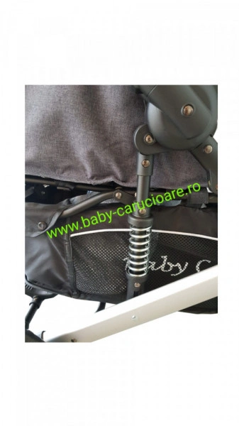Cărucior nou născut 2 in 1+geantă multifuncționala+plasă pentru insecte Baby Care 512 Grey Design - Img 2
