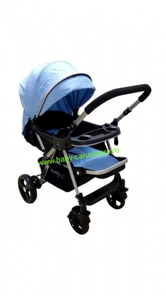 Cărucior nou născut 2 in 1 +plasă pentru insecte Baby Care 511 Albastru - Img 2