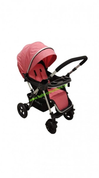 Cărucior nou născut 2 in 1 +plasă pentru insecte Baby Care 511 Pink - Img 6