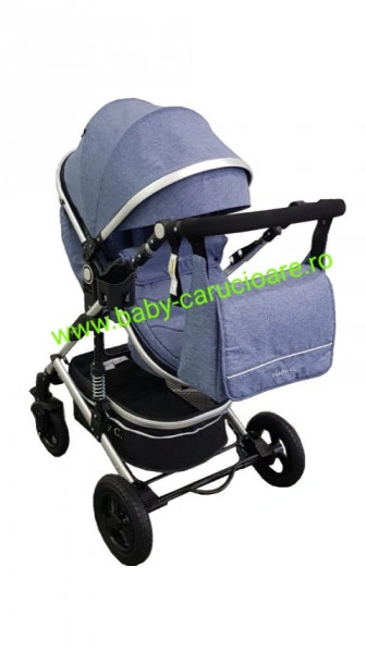 Cărucior-nou-născut-3-in-1-Baby-C-geantă-multifuncționala-plasă-pentru-insecte-cod-531-Albastru-Jeans-1 - Img 6