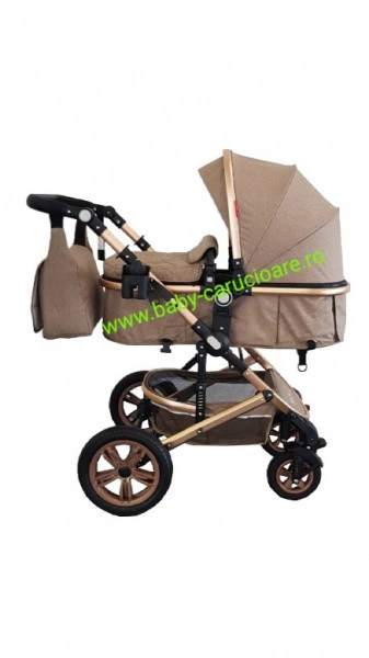 Cărucior nou născut 3 in 1 +geantă multifuncționala +plasă pentru insecte Baby Care S 530 Dark Capuccino - Img 3