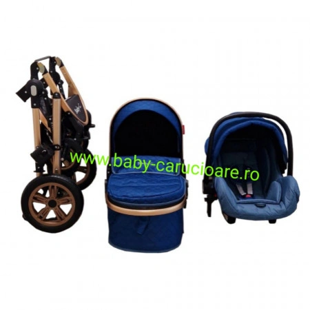 Cărucior nou născut 3 în 1+geantă multifuncționala+plasă pentru insecte cod S 530 Bluemarin Design - Img 6