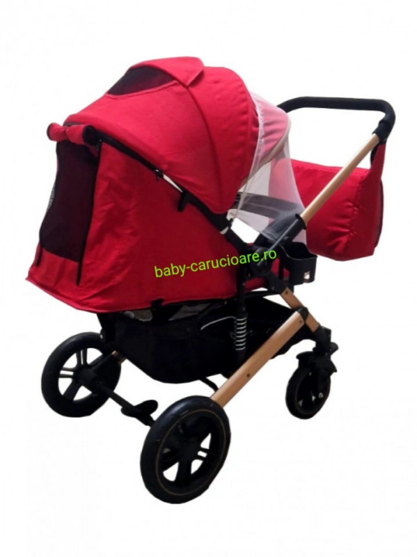 Cărucior-nou-născut-2-in-1-Baby-C-geantă-multifuncționala-plasă-pentru-insecte-cod-512-Roșu-2 - Img 4