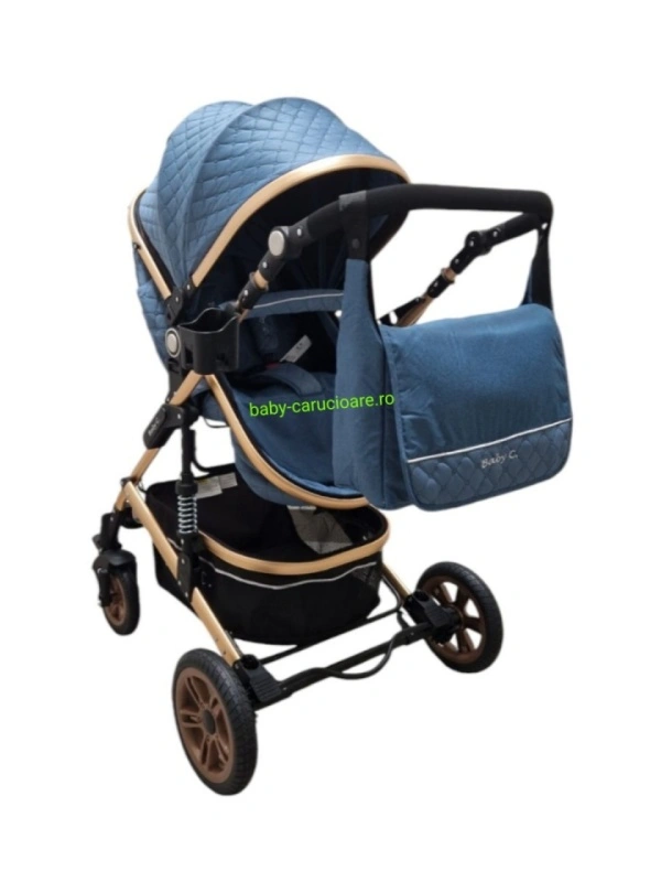 Cărucior-nou-născut-2-în-1-Baby-C-geantă-multifuncționala-plasă-pentru-insecte-cod-531-A-Albastru-Design - Img 2