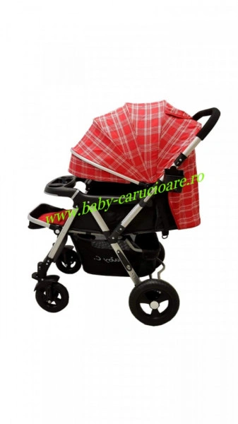 Cărucior nou născut 2 in 1 +plasă pentru insecte Baby Care 511 Roșu Design - Img 2