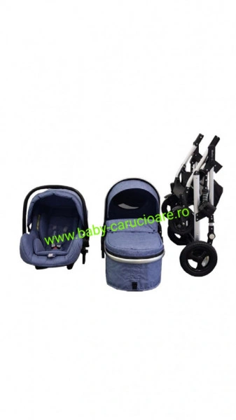 Cărucior-nou-născut-3-in-1-Baby-C-geantă-multifuncționala-plasă-pentru-insecte-cod-531-Albastru-Jeans-1 - Img 7