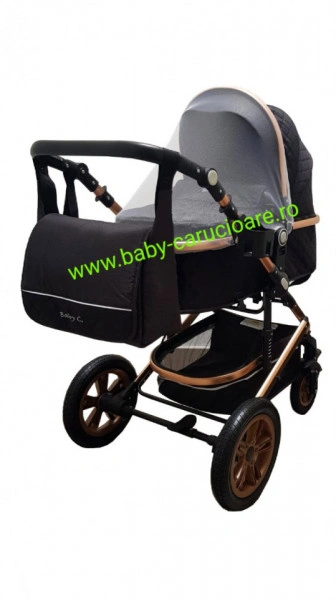 Carucior-nou-născut-3-in-1-Baby-C- geantă-multifuncționala-plasă-pentru-insecte-S-530-Negru-Design-1 - Img 7