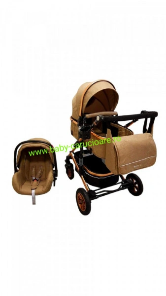 Cărucior nou născut 3 in 1 +geantă multifuncționala +plasă pentru insecte Baby Care 531 Dark Capuccino - Img 3