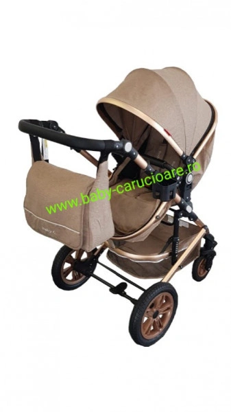 Cărucior nou născut 3 in 1 +geantă multifuncționala +plasă pentru insecte Baby Care S 530 Dark Capuccino - Img 4