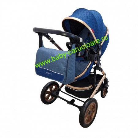 Cărucior nou născut 3 în 1+geantă multifuncționala+plasă pentru insecte cod S 530 Bluemarin Design - Img 7