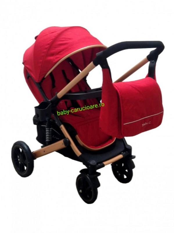 Cărucior-nou-născut-2-in-1-Baby-C-geantă-multifuncționala-plasă-pentru-insecte-cod-512-Roșu-2 - Img 5