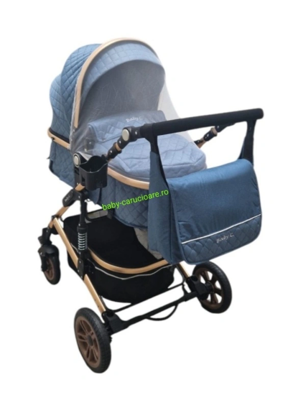Cărucior-nou-născut-2-în-1-Baby-C-geantă-multifuncționala-plasă-pentru-insecte-cod-531-A-Albastru-Design - Img 3