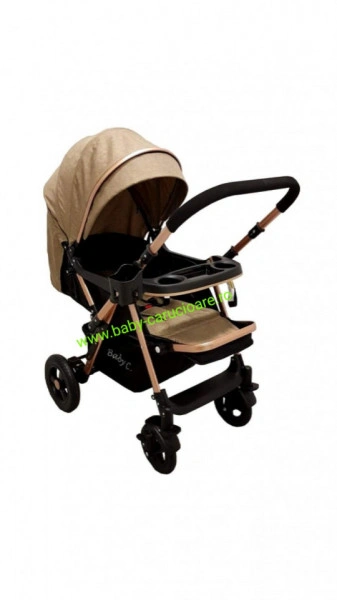 Cărucior nou născut 2 in 1+geanta multifuncționala+plasă pentru insecte Baby Care 511 Capuccino - Img 4