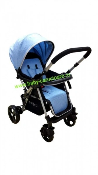 Cărucior nou născut 2 in 1 +plasă pentru insecte Baby Care 511 Albastru - Img 3