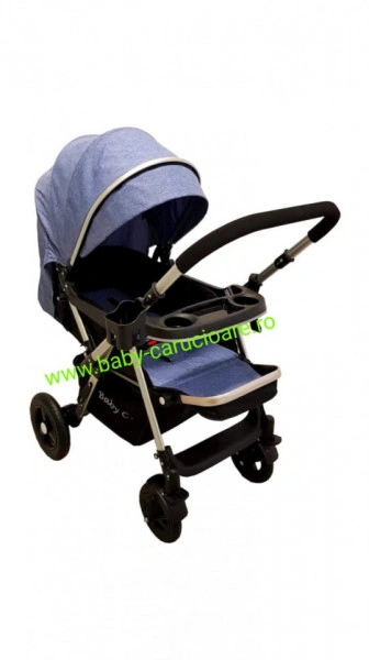 Cărucior nou născut 2 in 1 +plasă pentru insecte Baby Care 511 Albastru Jeans - Img 3