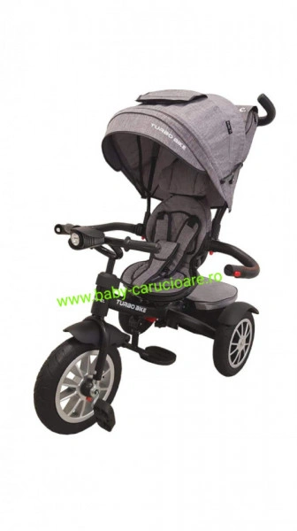 Tricicleta Turbo Bike cu poziție pentru somn Baby Care Grey - Img 3