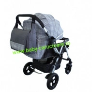 Cărucior nou născut 2 in 1 +geanta multifuncționala+plasă pentru insecte Baby Care 511 Grey Design - Img 3