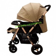 Cărucior nou născut 2 in 1 +plasă pentru insecte Baby Care 511 Dark Capuccino - Img 3