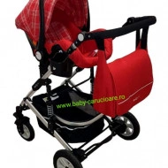 Cărucior nou născut 3 in 1 +geantă multifuncționala+ plasă pentru insecte Baby Care 531 Roșu Design - Img 7