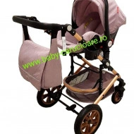 Cărucior nou născut 3 in 1 +geantă multifuncționala+ plasă pentru insecte Baby Care 530 Grey Gold - Img 5