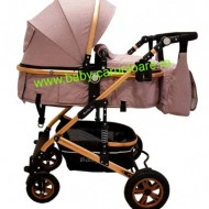 Cărucior nou născut 3 in 1 +geantă multifuncționala +plasă pentru insecte Baby Care 531 Gold Grey - Img 5