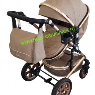 Cărucior nou născut 3 in 1 +geantă multifuncționala +plasă pentru insecte Baby Care S 530 Dark Capuccino - Img 6
