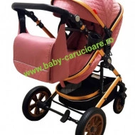 Carucior nou născut 3 in 1+ geantă multifuncționala +plasă pentru insecte Baby Care S 530 Roz Design - Img 6