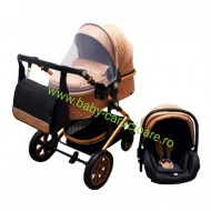 Cărucior nou născut 3 in 1 +geantă multifuncționala+ plasă pentru insecte Baby Care 530 Capuccino Design - Img 8