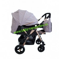 Cărucior nou născut 2 in 1+geantă multifuncționala+plasă pentru insecte Baby Care 511 Grey Gold