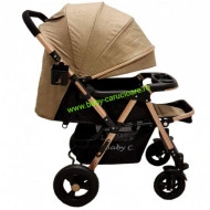 Cărucior nou născut 2 in 1+geanta multifuncționala+plasă pentru insecte Baby Care 511 Capuccino - Img 6
