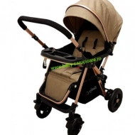 Cărucior nou născut 2 in 1 +plasă pentru insecte Baby Care 511 Dark Capuccino - Img 4